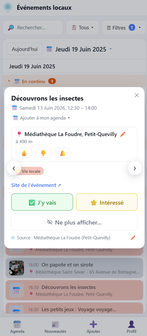 Discovent sur mobile : marquer un événement pour ne rien manquer